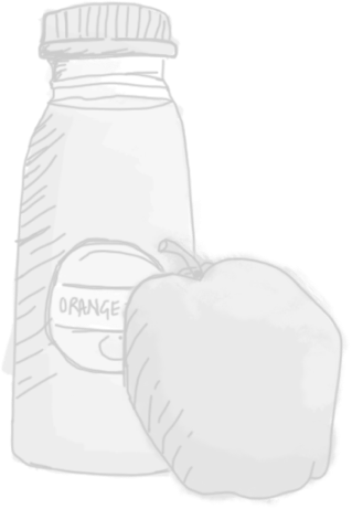 Nutritional advice - orange juice and apple illustration